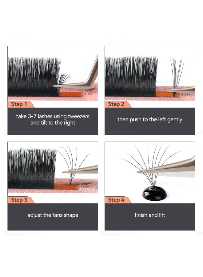 D'AMMA'N Damman 1 box of 12 rows of easy-fan eyelash extensions, 8-15mm, automatic fan-shaped eyelashes, 0.05 C/D curvature, easy-blooming eyelashes. - Image 2