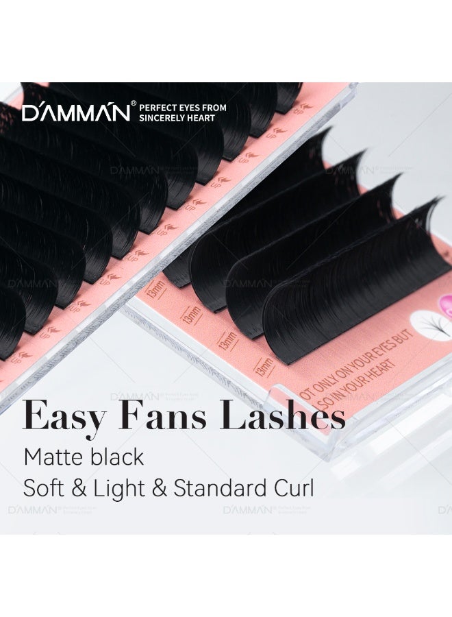 D'AMMA'N Damman 1 box of 12 rows of easy-fan eyelash extensions, 8-15mm, automatic fan-shaped eyelashes, 0.05 C/D curvature, easy-blooming eyelashes. - Image 4