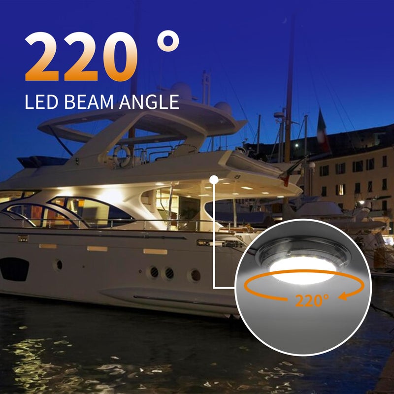 RVZONE Marine Boat Dome Light 12V LED Boat Interior Lights with Toggle Switch 5.5" LED Boat Cabin Light with Stainless Steel Surface Mount - Image 5