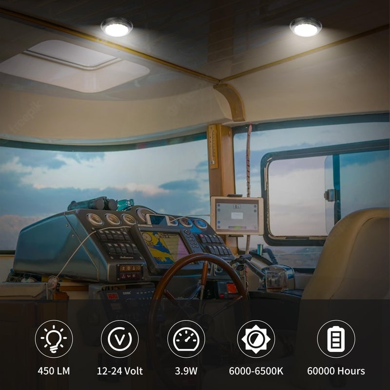 RVZONE Marine Boat Dome Light 12V LED Boat Interior Lights with Toggle Switch 5.5" LED Boat Cabin Light with Stainless Steel Surface Mount - Image 3