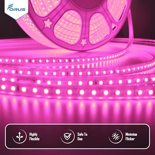 Forus LED Rope Light 5 Meter 6 Month Warranty, Outdoor Waterproof Decorative Cove Lights for Ceiling, Balcony, Home Decor, Interior Decoration, Flexible Profile Light for Diwali, Christmas -Pink - Image 2