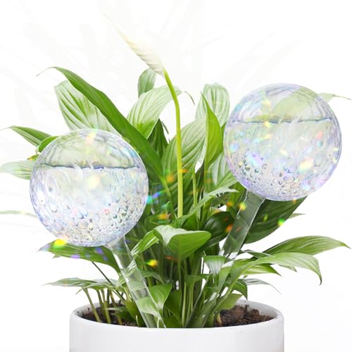 FLORA GUARD Plant Watering Globes 2PCS Water Globes for Indoor Plants RainbowGlass Self Watering Planter Insert Automatic Plant Waterer Bulbs Devices - Image 1