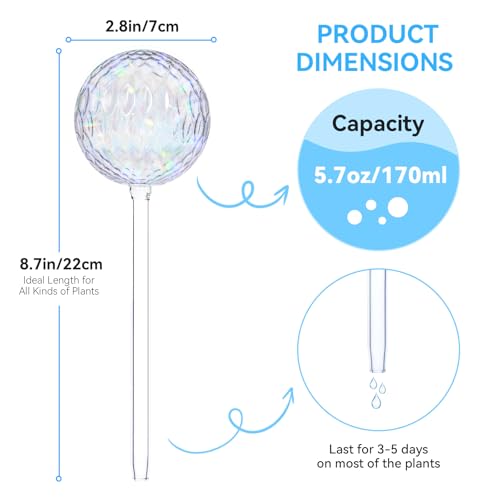 FLORA GUARD Plant Watering Globes 2PCS Water Globes for Indoor Plants RainbowGlass Self Watering Planter Insert Automatic Plant Waterer Bulbs Devices - Image 3