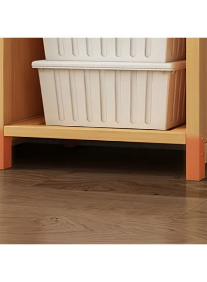 keke Bedroom Coat Rack Home Wardrobe Light Luxury Simple Light Brown With Multiple Shelves 120*42*160cm - Image 4