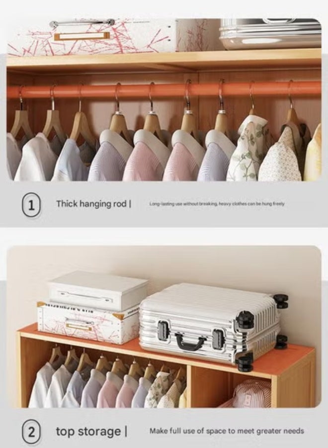 keke Bedroom Coat Rack Home Wardrobe Light Luxury Simple Light Brown With Multiple Shelves 120*42*160cm - Image 5