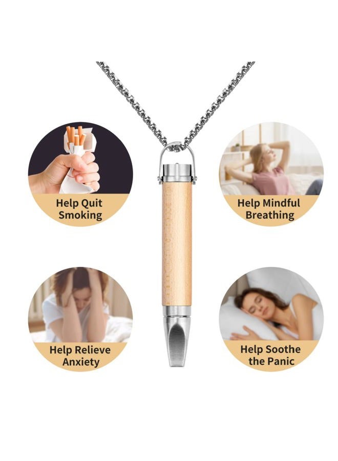 AD ADASTONE Breathing Necklace to Replace Bad Habit with 9pcs Mint Cores, Adjustable Air Flow Necklace for Stress Relief with Leak-Proof Design & Flat Mouthpiece, Habit Support Necklace for Adults (Beige) - Image 4