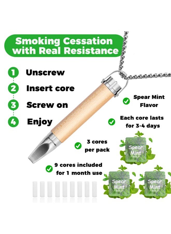 AD ADASTONE Breathing Necklace to Replace Bad Habit with 9pcs Mint Cores, Adjustable Air Flow Necklace for Stress Relief with Leak-Proof Design & Flat Mouthpiece, Habit Support Necklace for Adults (Beige) - Image 2
