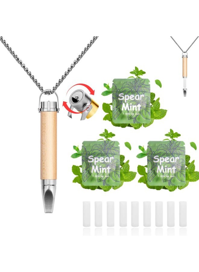 AD ADASTONE Breathing Necklace to Replace Bad Habit with 9pcs Mint Cores, Adjustable Air Flow Necklace for Stress Relief with Leak-Proof Design & Flat Mouthpiece, Habit Support Necklace for Adults (Beige) - Image 1