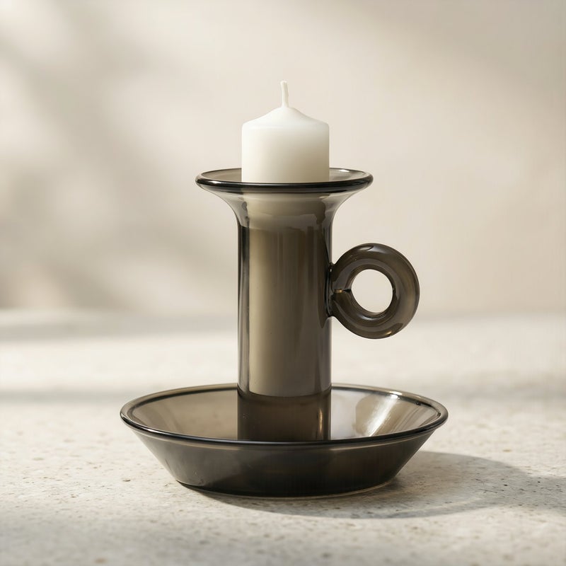 Glass Candle Holder with Handle 8.5cm for Dinner Party Wedding Home Decor - Image 2