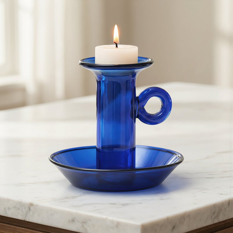 Glass Candle Holder with Handle 8.5cm for Dinner Party Wedding Home Decor - Image 4