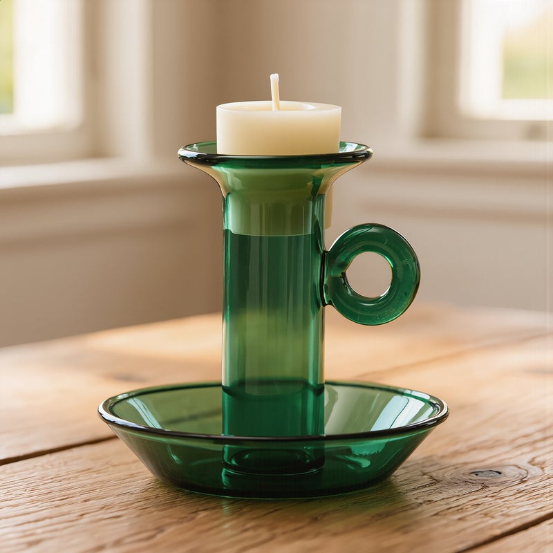 Glass Candle Holder with Handle 8.5cm for Dinner Party Wedding Home Decor - Image 3