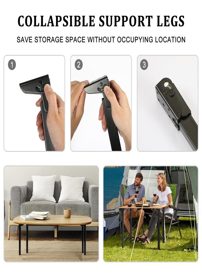 Kokone Folding Table Legs 4 Pcs 16'' Self-Locking Foldable Furniture Legs with Screws Heavy Duty Metal Foldable Coffee Table Legs for Home Black Foldable Legs Replacement for Camping Table,Bed - Image 4