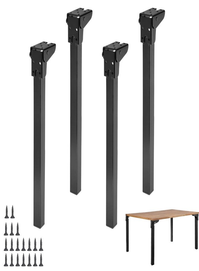Kokone Folding Table Legs 4 Pcs 16'' Self-Locking Foldable Furniture Legs with Screws Heavy Duty Metal Foldable Coffee Table Legs for Home Black Foldable Legs Replacement for Camping Table,Bed - Image 1