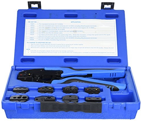 SG Tool Aid SGT18980 Ratcheting Terminal Crimping Kit Quick Change with 9 Die Sets