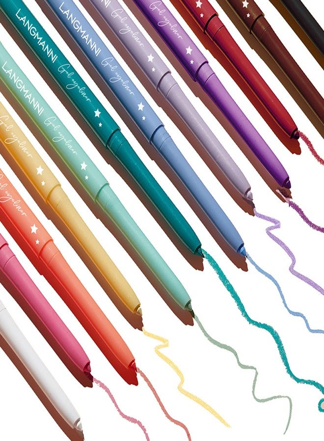 FantasyDay 12Pcs Longwearing Colorful Eyeliner Pencil Waterproof Smudge-proof Ultra-Pigmented Comfortable Smooth Eye Pencil - Holiday Eye Makeup Eyeliner Pen Gift Set Delineadores de Colores Para Ojos - Image 3