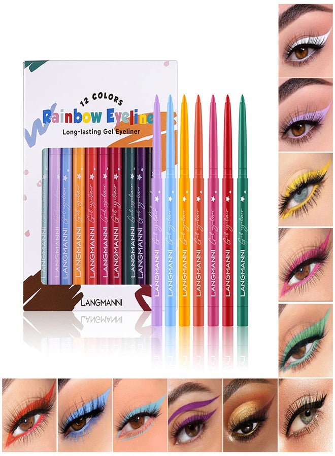 FantasyDay 12Pcs Longwearing Colorful Eyeliner Pencil Waterproof Smudge-proof Ultra-Pigmented Comfortable Smooth Eye Pencil - Holiday Eye Makeup Eyeliner Pen Gift Set Delineadores de Colores Para Ojos - Image 1