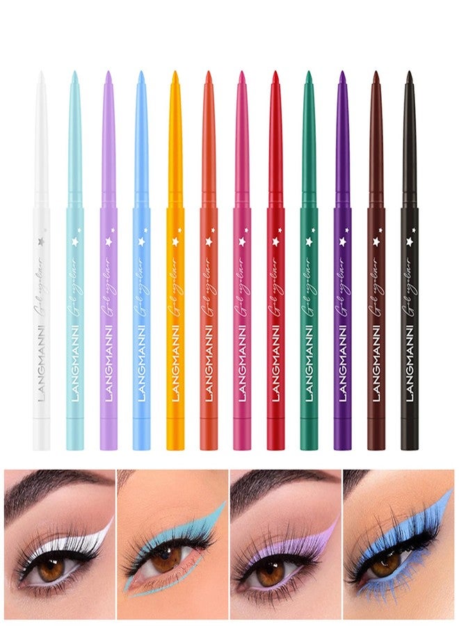 FantasyDay 12Pcs Longwearing Colorful Eyeliner Pencil Waterproof Smudge-proof Ultra-Pigmented Comfortable Smooth Eye Pencil - Holiday Eye Makeup Eyeliner Pen Gift Set Delineadores de Colores Para Ojos - Image 2