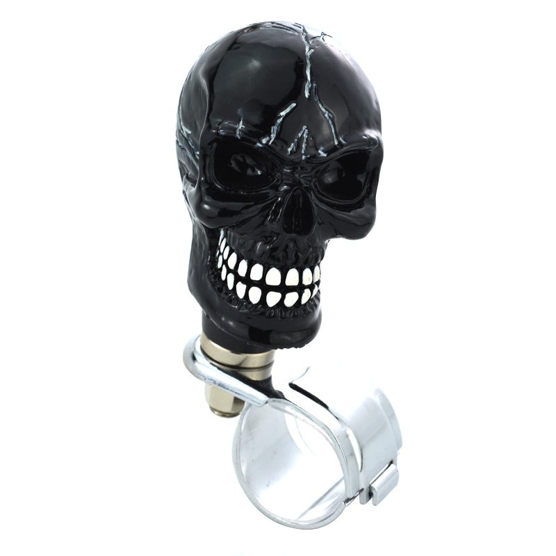 Lunsom Wheel Spinner Knob, Skull Shape Car Turning Driving Suicide Knob Power Handle Control Resin Steering Spinner Turn Aid Helper Fit Most Vehicle, Truck, Tractor, Boat(Black) - Image 2