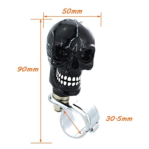 Lunsom Wheel Spinner Knob, Skull Shape Car Turning Driving Suicide Knob Power Handle Control Resin Steering Spinner Turn Aid Helper Fit Most Vehicle, Truck, Tractor, Boat(Black) - Image 3