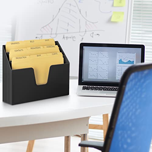 Acrimet Horizontal Triple File Folder Holder Organizer (Manila Folders Letter Size Included) (Black Color) - Image 5