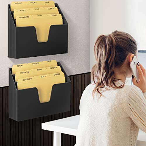 Acrimet Horizontal Triple File Folder Holder Organizer (Manila Folders Letter Size Included) (Black Color) - Image 4