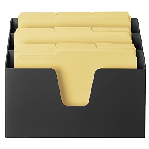 Acrimet Horizontal Triple File Folder Holder Organizer (Manila Folders Letter Size Included) (Black Color) - Image 2