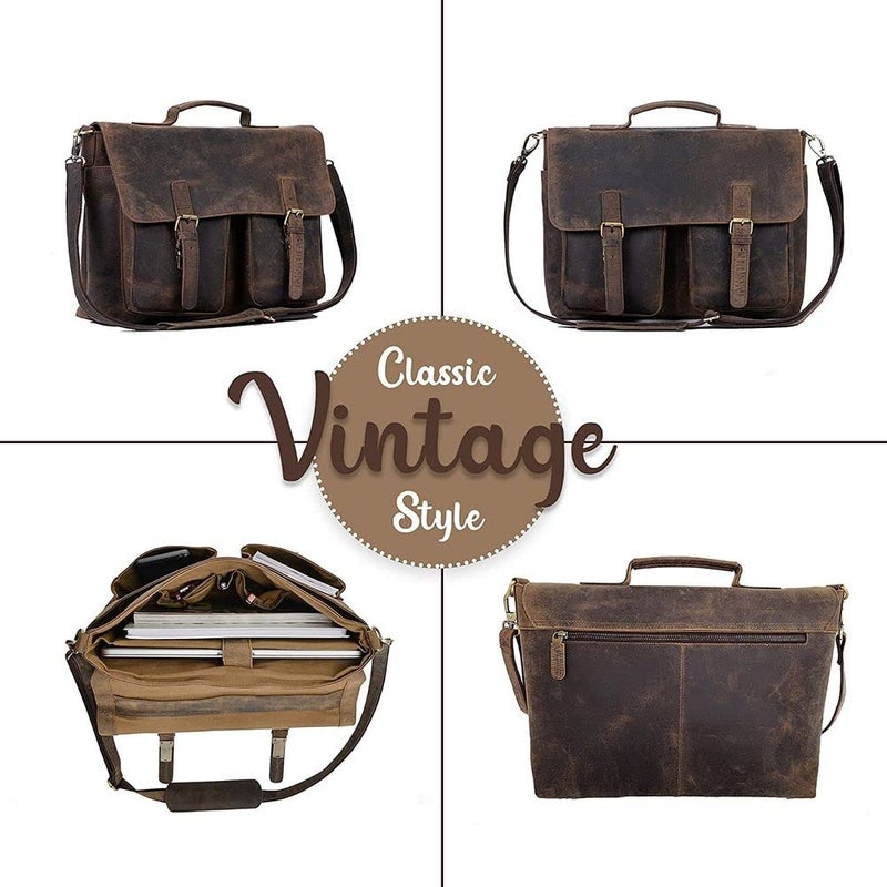 KomalC حقيبة كمول سي 16 بوصة من الجلد لحقيبة اللابتوب للرجال والنساء أفضل حقيبة مكتبية - Image 3