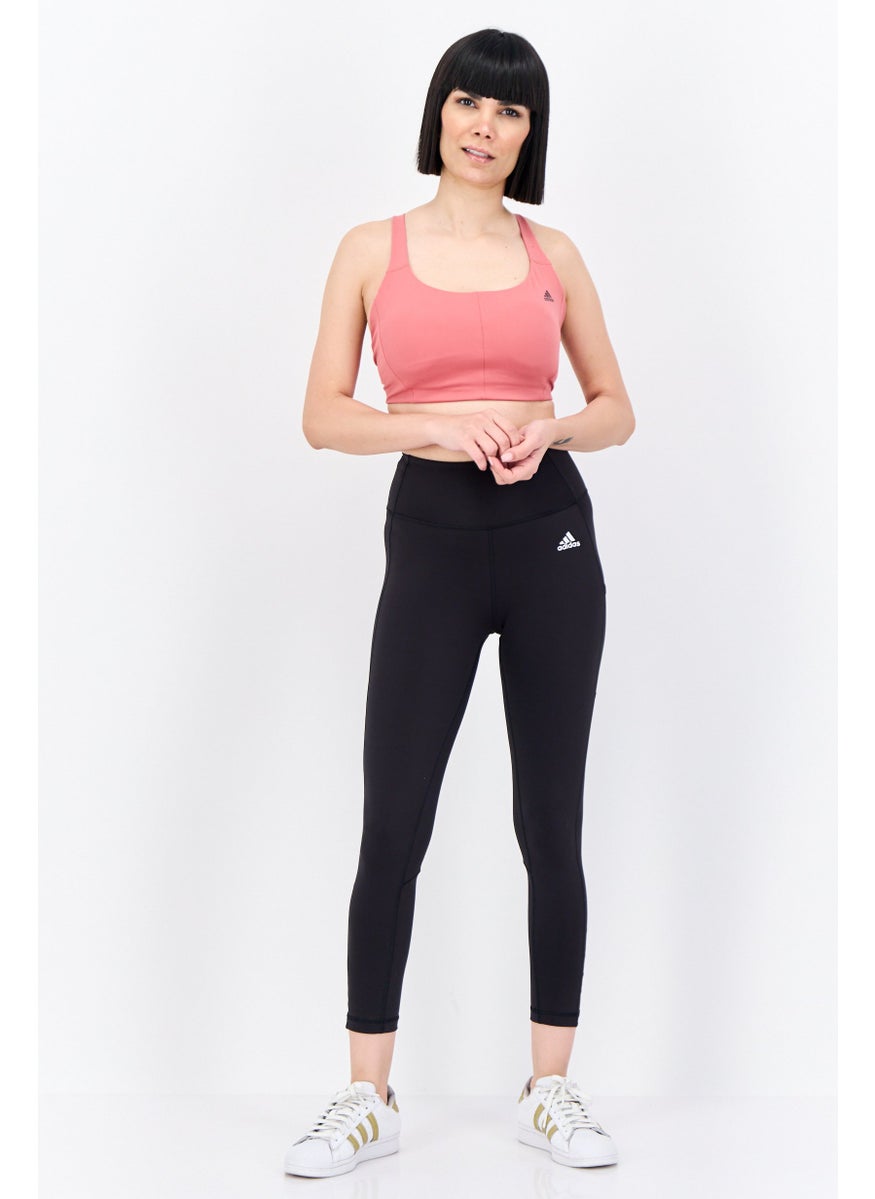 Adidas Women Brand Logo Lightly Padded Sports Bra, Pastel Red  - Image 4