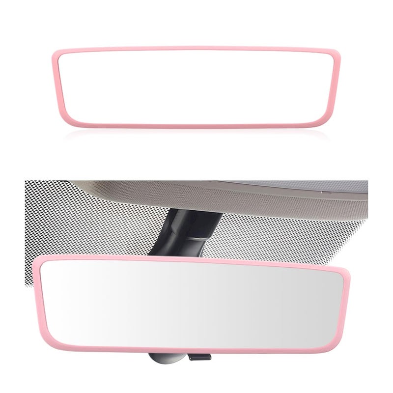 Gasedin Rear View Mirror Protector Frame Soft Silicone Auto Rear View Mirror Protective Cover Rearview Edge Cover Compatible with Model 3 Y Universal Interior Car Accessories Pink - Image 3