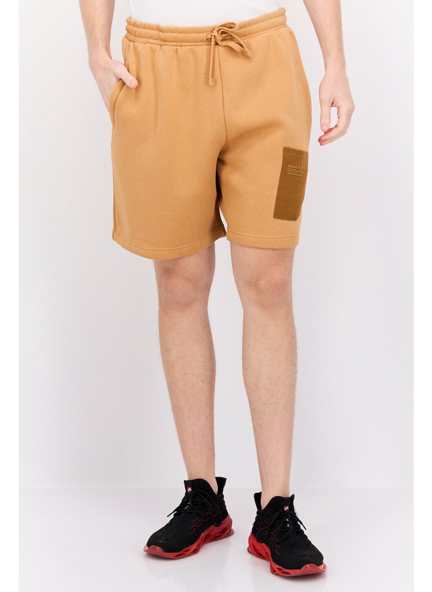 Blank Essentials - Men Brand Logo Basic Shorts, Camel - Image 1