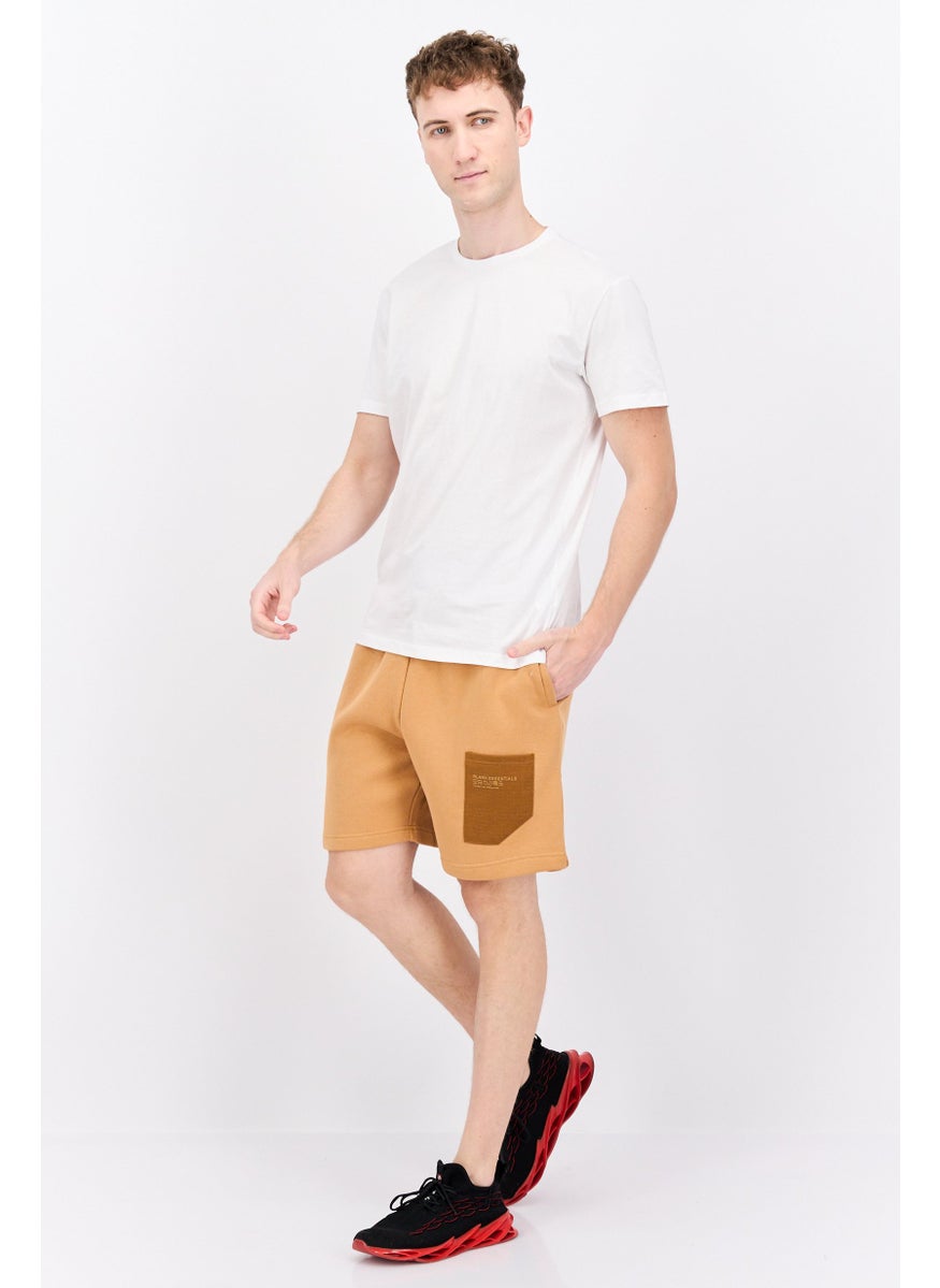 Blank Essentials - Men Brand Logo Basic Shorts, Camel - Image 1