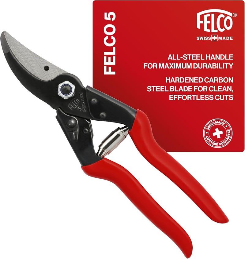 FELCO Secateurs l83 Model 5 Economy Right Handed Classic Red Bypass Pruning Shears - Image 1
