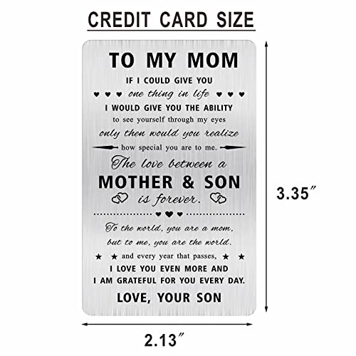 Alotozo Mom Christmas Gifts from Son - To My Mom Wallet Card - Mother Son Gift, Credit Card Size Keepsake - Image 2