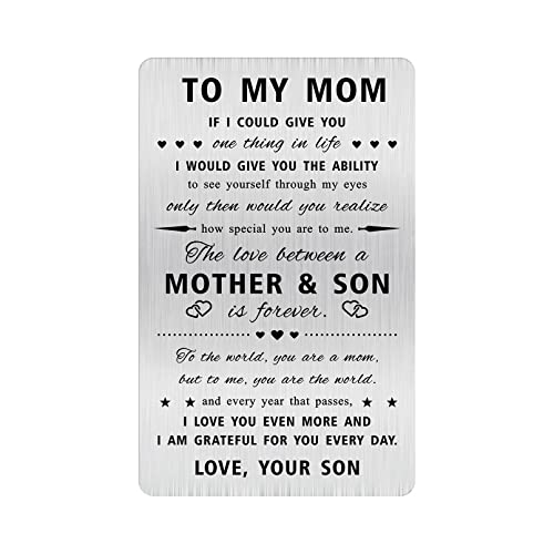 Alotozo Mom Christmas Gifts from Son - To My Mom Wallet Card - Mother Son Gift, Credit Card Size Keepsake - Image 1