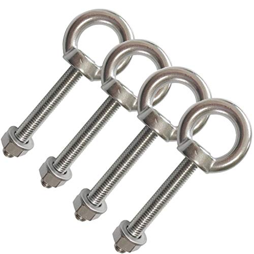 AIVOOF Shoulder Eye Bolt, 4 Pack M10 Stainless Steel Shoulder Eye Bolts 2.75" Eye Bolts Heavy Duty EyeBolts Screws in Eye Hooks with Washer and Nuts Muti-Function for Indoor Outdoor,Thread 70mm - Image 1