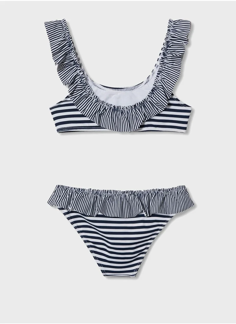 MANGO Kids Ruffle Striped Bikini