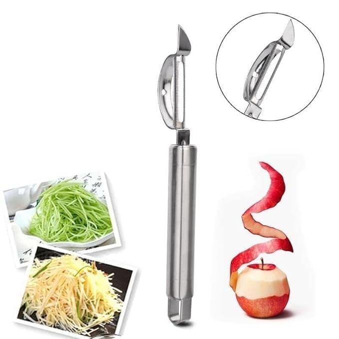 YESIKOM Kitchen Stainless Steel Peeler Knife and Clips Rotary Peeler Cutter Slicer Combined Vegetable Peelers for Carrot Potato Melon Gadget Vegetable Fruit Peeler Cutter Set of 3 Pcs - Image 3