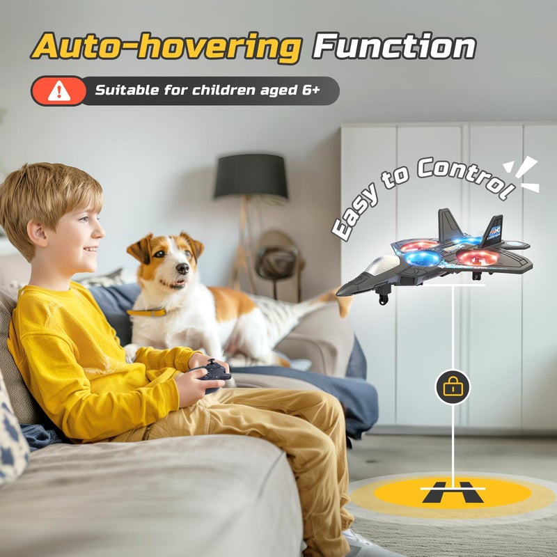 HOLYFUN Foam Drone RC Airplane for Kids and Beginners, Remote Control Plane Fighter Jet with Light, Auto Hovering, 360° Flip and 2 Batteries (15 Mins) - Image 3