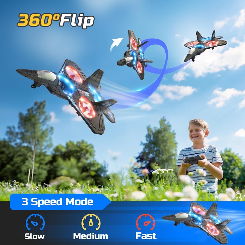 HOLYFUN Foam Drone RC Airplane for Kids and Beginners, Remote Control Plane Fighter Jet with Light, Auto Hovering, 360° Flip and 2 Batteries (15 Mins) - Image 2