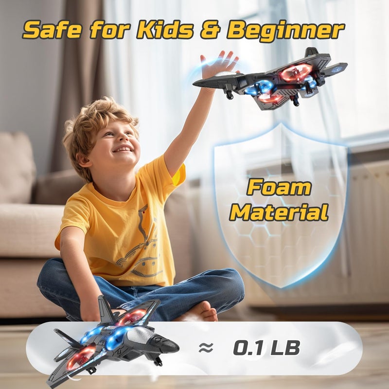 HOLYFUN Foam Drone RC Airplane for Kids and Beginners, Remote Control Plane Fighter Jet with Light, Auto Hovering, 360° Flip and 2 Batteries (15 Mins) - Image 5