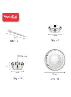 KITCHEN CLUE KITCHEN CLUE High Grade Stainless Steel Dinnerware Set for Kitchen, Set of 50 Pcs, Silver  - Image 4