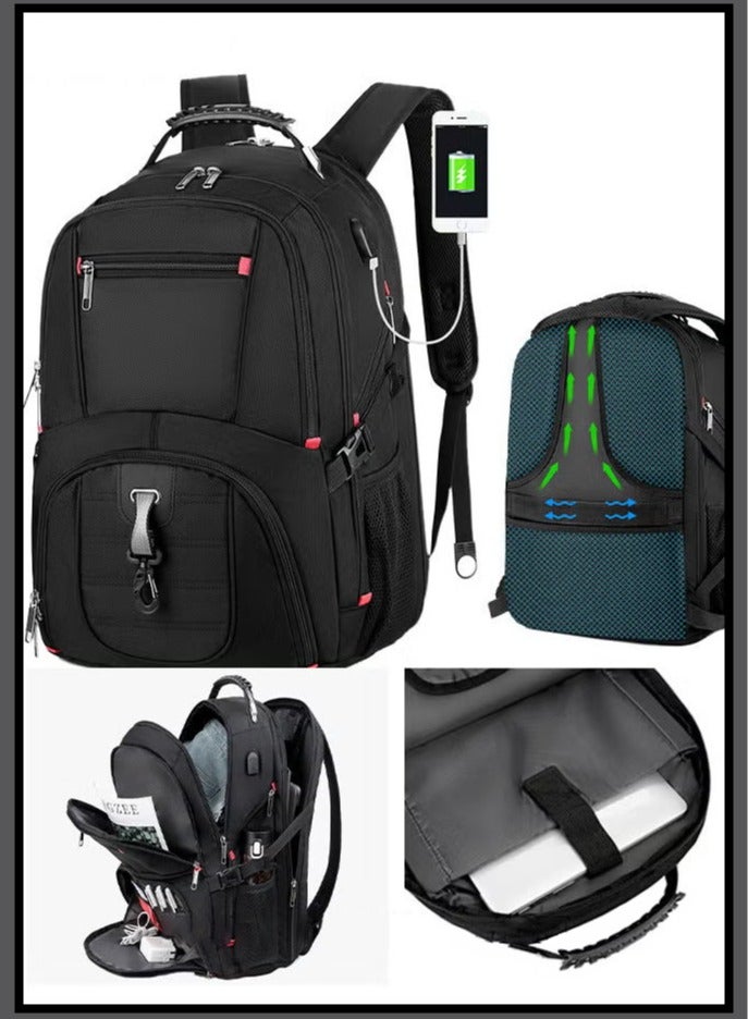 Canway Multifunction Waterproof Backpack with USB Port Waterproof 1680D Nylon School Bag for Men Work Travel Flight Business Commuter 15.6" Laptop Black - Image 1