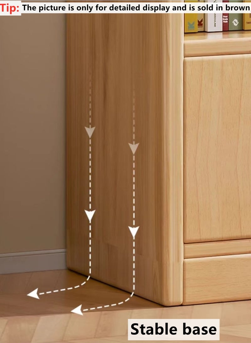 كوتيس خزانة كتب خشبية بخمس طبقات مع رف عرض إبداعي وباب ولوح صديق للبيئة، لون بني، 80×30×180 سم - Image 4