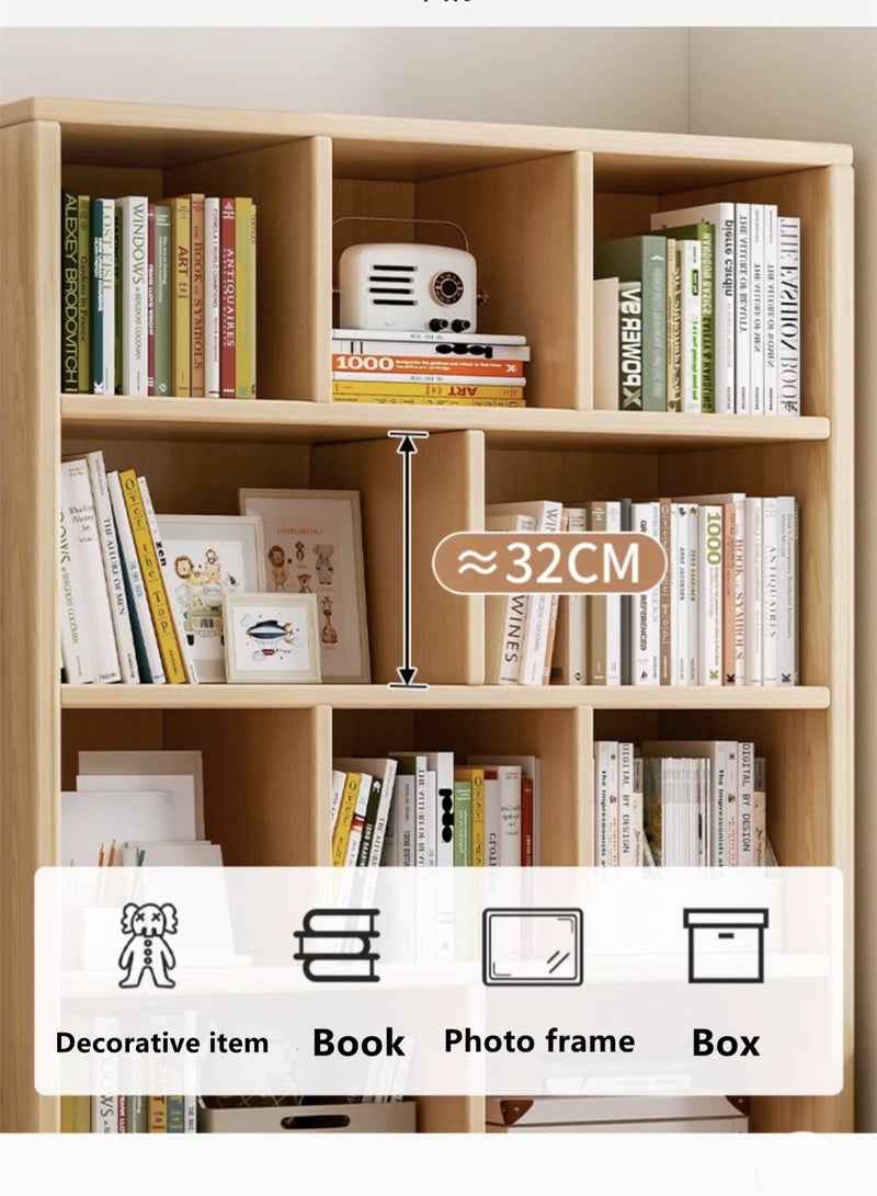 كوتيس خزانة كتب خشبية بخمس طبقات مع رف عرض إبداعي وباب ولوح صديق للبيئة، لون بني، 80×30×180 سم - Image 5