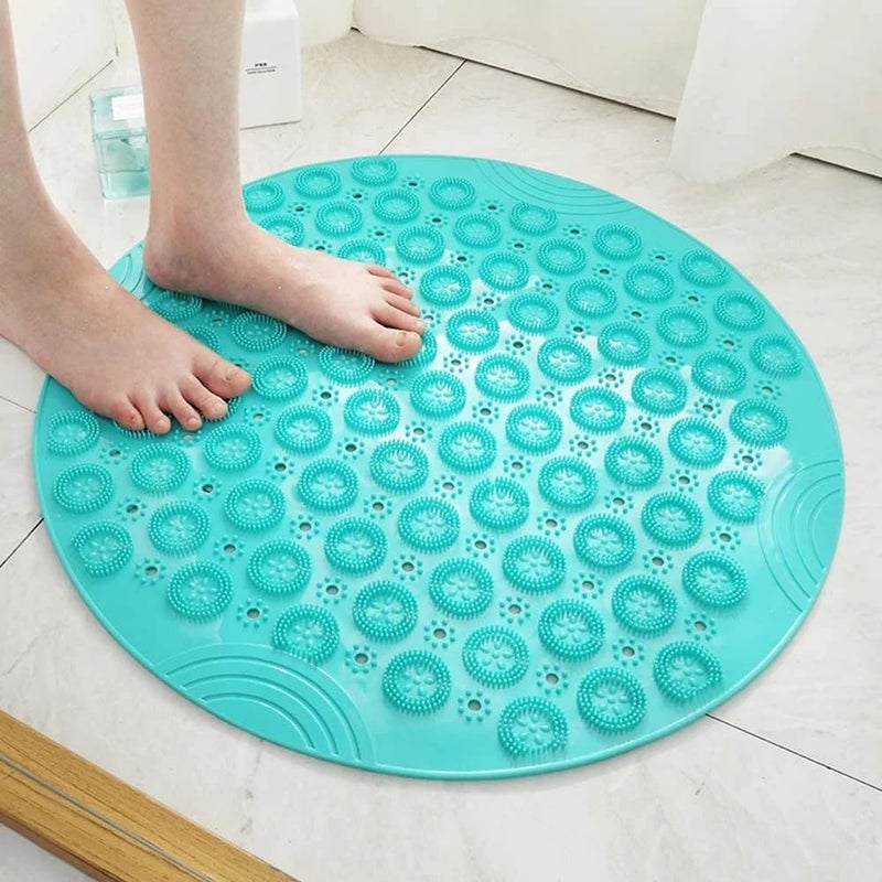 Naivete Round Shower Mat, PVC Bath Mat Non Slip Shower Tray Insert with Suction Cups Bathroom Shower Mats Machine Washable, (Pack of 1, Multi Color) (54 X 54CM) - Image 1