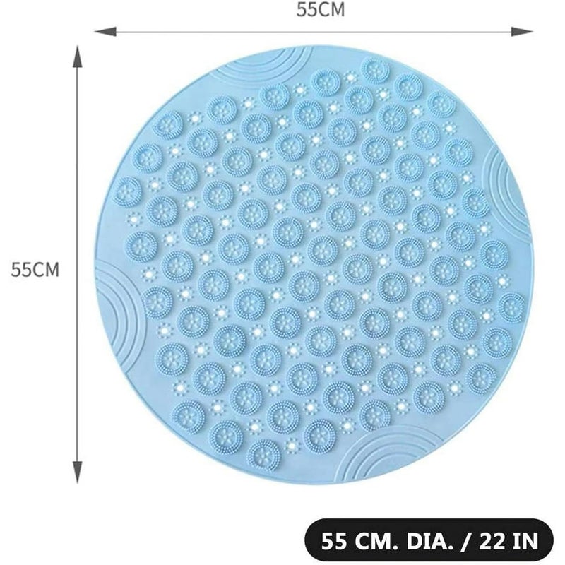 Naivete Round Shower Mat, PVC Bath Mat Non Slip Shower Tray Insert with Suction Cups Bathroom Shower Mats Machine Washable, (Pack of 1, Multi Color) (54 X 54CM) - Image 2
