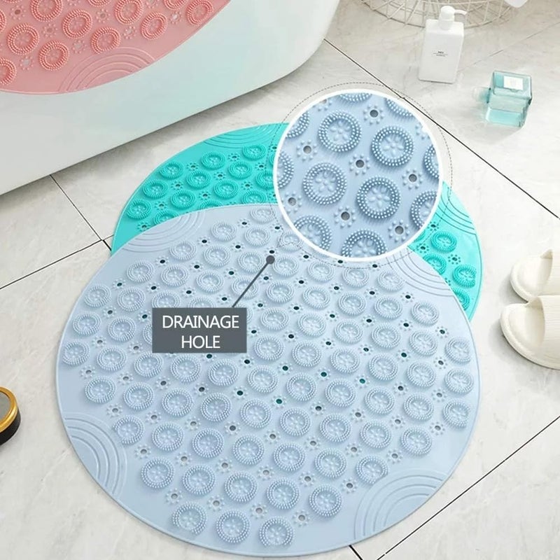 Naivete Round Shower Mat, PVC Bath Mat Non Slip Shower Tray Insert with Suction Cups Bathroom Shower Mats Machine Washable, (Pack of 1, Multi Color) (54 X 54CM) - Image 4