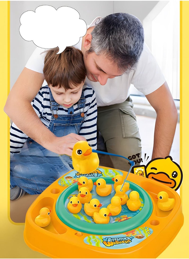 GROIC - Fishing Game Play Set - 10 ducks, 2 Poles,Rotating Board Game with Music,Magnetic Fishing Game Toys,Party Game Toys - Image 1