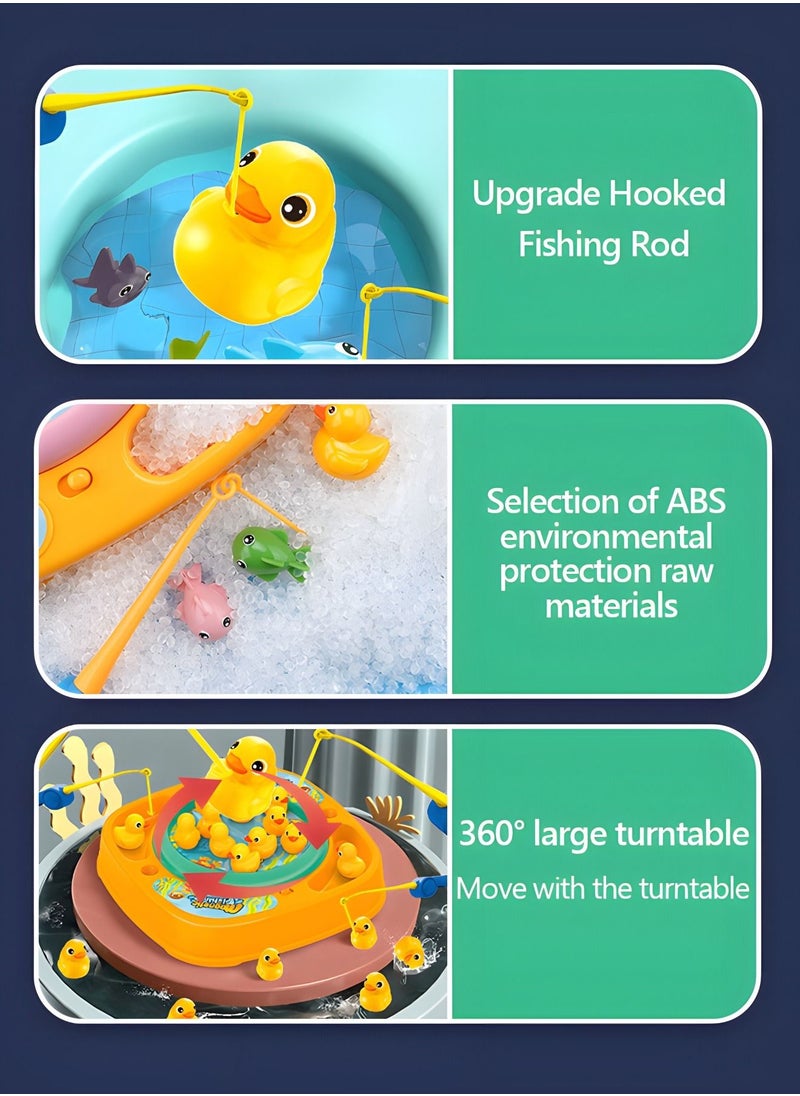 GROIC - Fishing Game Play Set - 10 ducks, 2 Poles,Rotating Board Game with Music,Magnetic Fishing Game Toys,Party Game Toys - Image 1