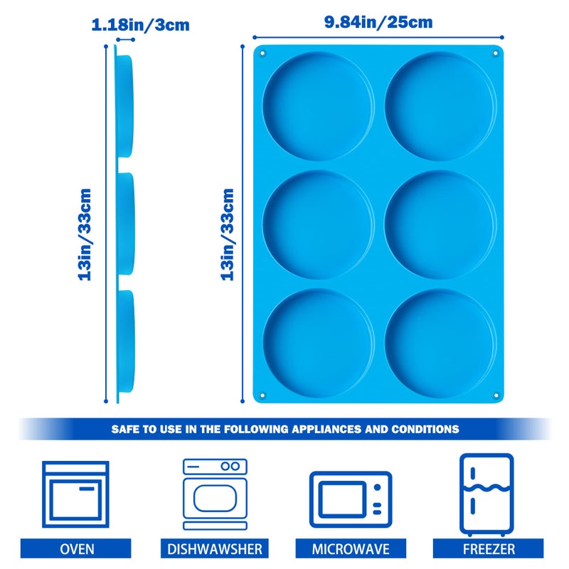 Sidosir Round Silicone Mold For Baking  4Inch Large Breakfast Sandwiches Mold Silicone For Whoopie Pie  Non-Stick Hamburger Buns Molds For Egg Pan  Resin Coaster - Image 2